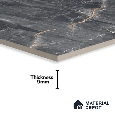 Marble Floor & Wall Tile TL 07154 Jerico Black 4 ft x 2 ft Matte Finish Vitrified Tile - 9 mm | 4 Random Design | Suitable For living Room, Bedroom, Bathroom