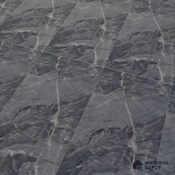 Marble Floor & Wall Tile TL 07154 Jerico Black 4 ft x 2 ft Matte Finish Vitrified Tile - 9 mm | 4 Random Design | Suitable For living Room, Bedroom, Bathroom