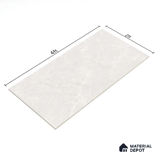Marble Floor & Wall Tile TL 07142 Egeo Bianco 4 ft x 2 ft Matte Finish Vitrified Tile - 9 mm | 4 Random Design | Suitable For living Room, Bedroom, Bathroom | Random Designs
