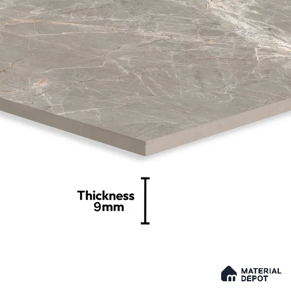 Marble Floor & Wall Tile TL 07093 B Balki Grey 4 ft x 2 ft Glossy Finish Vitrified Tile - 9 mm | 4 Random Design | Suitable For living Room, Bedroom, Bathroom (Sample)