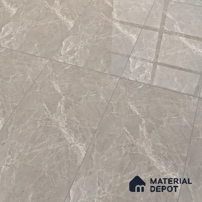 Marble Floor & Wall Tile TL 07093 B Balki Grey 4 ft x 2 ft Glossy Finish Vitrified Tile - 9 mm | 4 Random Design | Suitable For living Room, Bedroom, Bathroom (Sample)