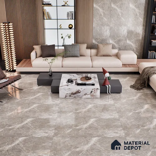 Marble Floor & Wall Tile TL 07093 B Balki Grey 4 ft x 2 ft Glossy Finish Vitrified Tile - 9 mm | 4 Random Design | Suitable For living Room, Bedroom, Bathroom | Random Designs