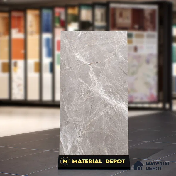 Marble Floor & Wall Tile TL 07093 Balki Grey 4 ft x 2 ft Matte Finish Vitrified Tile - 9 mm | 4 Random Design | Suitable For living Room, Bedroom, Bathroom | Random Designs
