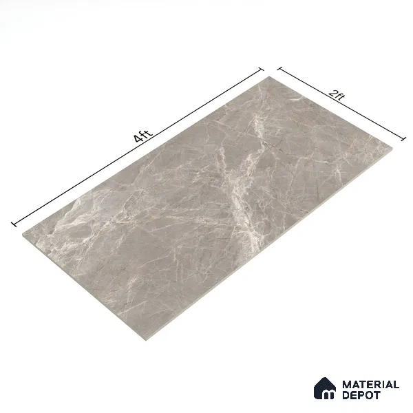 Marble Floor & Wall Tile TL 07093 Balki Grey 4 ft x 2 ft Matte Finish Vitrified Tile - 9 mm | 4 Random Design | Suitable For living Room, Bedroom, Bathroom | Random Designs