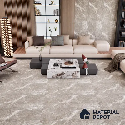 Marble Floor & Wall Tile TL 07093 Balki Grey 4 ft x 2 ft Matte Finish Vitrified Tile - 9 mm | 4 Random Design | Suitable For living Room, Bedroom, Bathroom | Random Designs