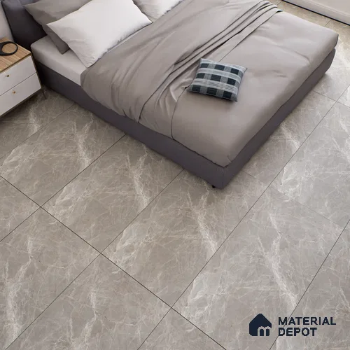 Marble Floor & Wall Tile TL 07093 Balki Grey 4 ft x 2 ft Matte Finish Vitrified Tile - 9 mm | 4 Random Design | Suitable For living Room, Bedroom, Bathroom | Random Designs
