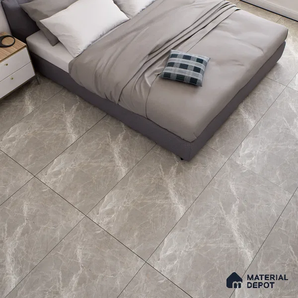 Marble Floor & Wall Tile TL 07093 Balki Grey 4 ft x 2 ft Matte Finish Vitrified Tile - 9 mm | 4 Random Design | Suitable For living Room, Bedroom, Bathroom | Random Designs