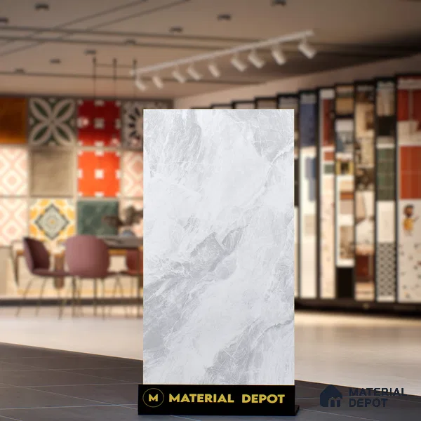 Marble Floor & Wall Tile TL 07158 Jerico Bianco 4 ft x 2 ft Matte Finish Vitrified Tile - 9 mm | 4 Random Design | Suitable For living Room, Bedroom, Bathroom (Sample)