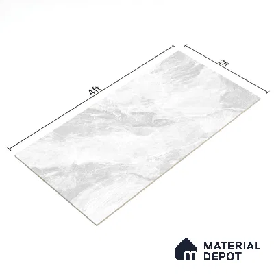 Marble Floor & Wall Tile TL 07158 Jerico Bianco 4 ft x 2 ft Matte Finish Vitrified Tile - 9 mm | 4 Random Design | Suitable For living Room, Bedroom, Bathroom (Sample)