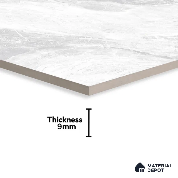 Marble Floor & Wall Tile TL 07158 Jerico Bianco 4 ft x 2 ft Matte Finish Vitrified Tile - 9 mm | 4 Random Design | Suitable For living Room, Bedroom, Bathroom (Sample)