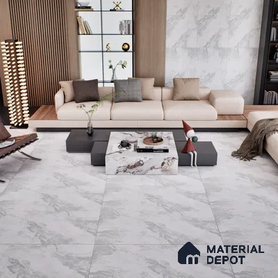 Marble Floor & Wall Tile TL 07158 Jerico Bianco 4 ft x 2 ft Matte Finish Vitrified Tile - 9 mm | 4 Random Design | Suitable For living Room, Bedroom, Bathroom (Sample)