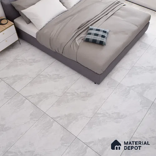 Marble Floor & Wall Tile TL 07158 Jerico Bianco 4 ft x 2 ft Matte Finish Vitrified Tile - 9 mm | 4 Random Design | Suitable For living Room, Bedroom, Bathroom | Random Designs