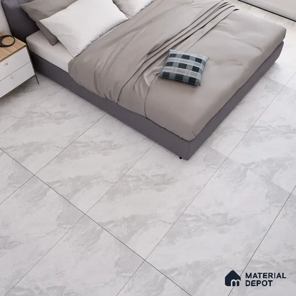 Marble Floor & Wall Tile TL 07158 Jerico Bianco 4 ft x 2 ft Matte Finish Vitrified Tile - 9 mm | 4 Random Design | Suitable For living Room, Bedroom, Bathroom (Sample)