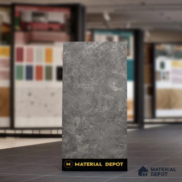 Marble Floor & Wall Tile TL 07107 Runa Nero 4 ft x 2 ft Matte Finish Vitrified Tile - 9 mm | 4 Random Design | Suitable For living Room, Bedroom, Bathroom (Sample)