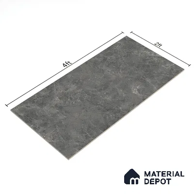 Marble Floor & Wall Tile TL 07107 Runa Nero 4 ft x 2 ft Matte Finish Vitrified Tile - 9 mm | 4 Random Design | Suitable For living Room, Bedroom, Bathroom (Sample)