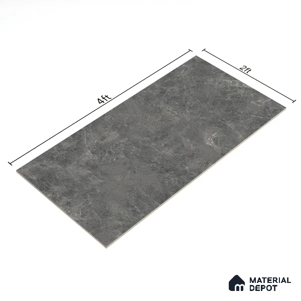 Marble Floor & Wall Tile TL 07107 Runa Nero 4 ft x 2 ft Matte Finish Vitrified Tile - 9 mm | 4 Random Design | Suitable For living Room, Bedroom, Bathroom (Sample)