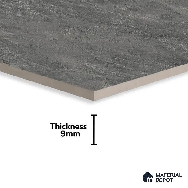 Marble Floor & Wall Tile TL 07107 Runa Nero 4 ft x 2 ft Matte Finish Vitrified Tile - 9 mm | 4 Random Design | Suitable For living Room, Bedroom, Bathroom (Sample)