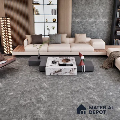 Marble Floor & Wall Tile TL 07107 Runa Nero 4 ft x 2 ft Matte Finish Vitrified Tile - 9 mm | 4 Random Design | Suitable For living Room, Bedroom, Bathroom (Sample)