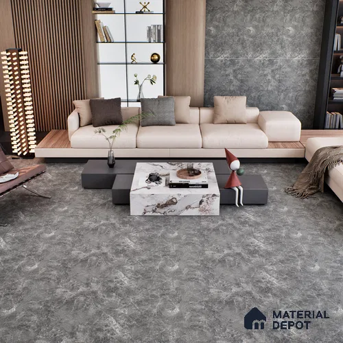 Marble Floor & Wall Tile TL 07107 Runa Nero 4 ft x 2 ft Matte Finish Vitrified Tile - 9 mm | 4 Random Design | Suitable For living Room, Bedroom, Bathroom | Random Designs