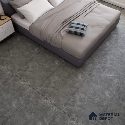 Marble Floor & Wall Tile TL 07107 Runa Nero 4 ft x 2 ft Matte Finish Vitrified Tile - 9 mm | 4 Random Design | Suitable For living Room, Bedroom, Bathroom | Random Designs