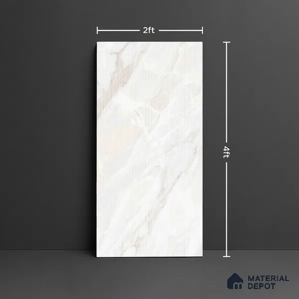 Marble Wall Tile TL 10261 B Liner Sparta Bianco 4 ft x 2 ft Matte Finish Vitrified Tile - 9 mm | 4 Random Design | Suitable For living Room, Bedroom, Bathroom | Random Designs