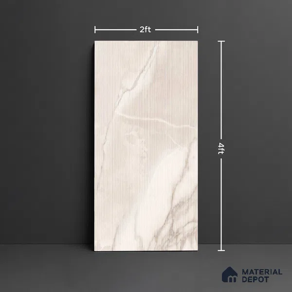 Marble Wall Tile TL 10261 Liner Sparta Beige 4 ft x 2 ft Matte Finish Vitrified Tile - 9 mm | 4 Random Design | Suitable For living Room, Bedroom, Bathroom | Random Designs