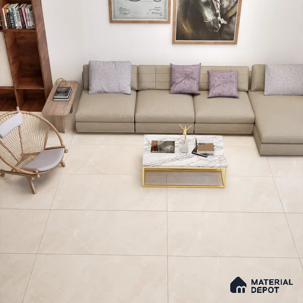 Marble Floor & Wall Tile TL 06124 B Fenix Crema 4 ft x 2 ft Vitrified Matte Finish - 9 mm | 12 Random Design | Suitable For Living Room, Bedroom, Bathroom, Kitchen