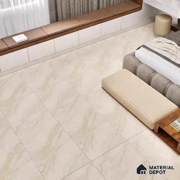 Marble Floor & Wall Tile TL 06082 Belfino Sand 4 ft x 2 ft Vitrified Matte Finish - 9 mm | 6 Random Design | Suitable For Living Room, Bedroom, Bathroom, Kitchen
