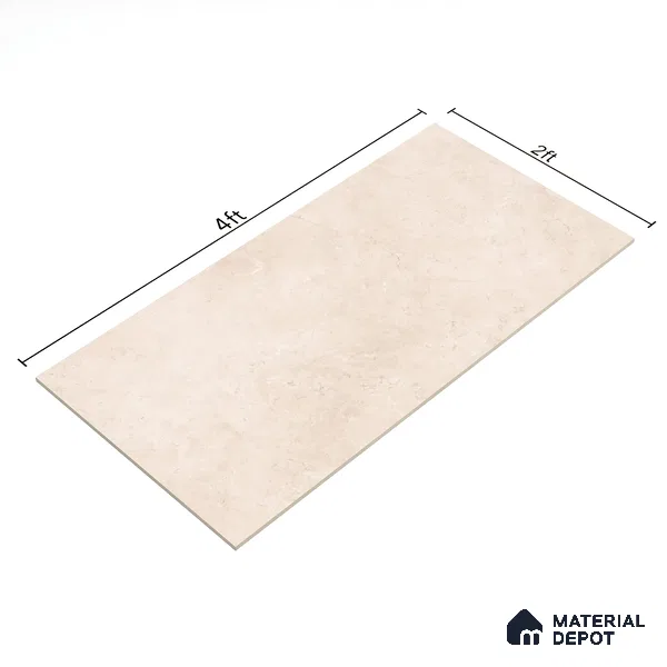 Marble Floor & Wall Tile TL 06123 Marmi Crema Plain 4 ft x 2 ft Vitrified Matte Finish - 9 mm | 4 Random Design | Suitable For Living Room, Bedroom, Bathroom, Kitchen