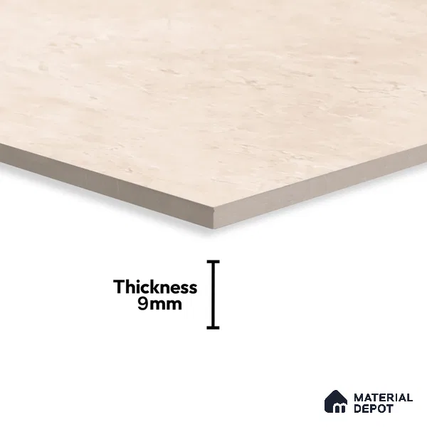 Marble Floor & Wall Tile TL 06123 Marmi Crema Plain 4 ft x 2 ft Vitrified Matte Finish - 9 mm | 4 Random Design | Suitable For Living Room, Bedroom, Bathroom, Kitchen