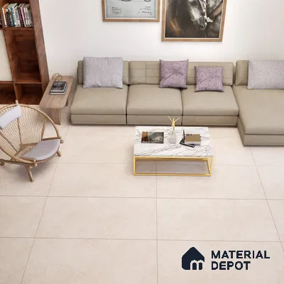 Marble Floor & Wall Tile TL 06123 Marmi Crema Plain 4 ft x 2 ft Vitrified Matte Finish - 9 mm | 4 Random Design | Suitable For Living Room, Bedroom, Bathroom, Kitchen