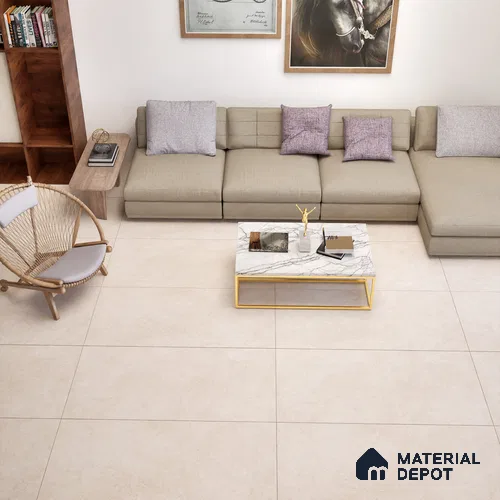 Marble Floor & Wall Tile TL 06123 Marmi Crema Plain 4 ft x 2 ft Vitrified Matte Finish - 9 mm | 4 Random Design | Suitable For Living Room, Bedroom, Bathroom, Kitchen