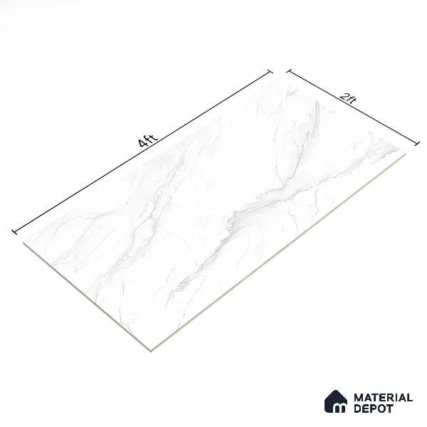Marble Floor & Wall Tile TL 05514 Prestige Imperial Statuario 2 ft x 4 ft Vitrified Matte Finish - 9 mm | 5 Random Design | Suitable for Living Room, Bedroom, Bathroom (Sample)