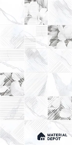 Marble Wall Tile TL 05521 B Prestige Imperial Statuario Merida Decor 2 ft x 4 ft Vitrified Matte Finish - 9 mm | 3 Random Design | Suitable for Living Room, Bedroom, Bathroom (Sample)
