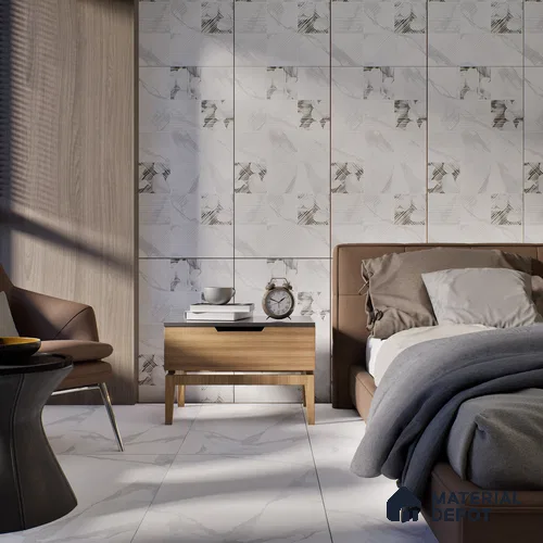 Marble Wall Tile TL 05521 B Prestige Imperial Statuario Merida Decor 2 ft x 4 ft Vitrified Matte Finish - 9 mm | 3 Random Design | Suitable for Living Room, Bedroom, Bathroom