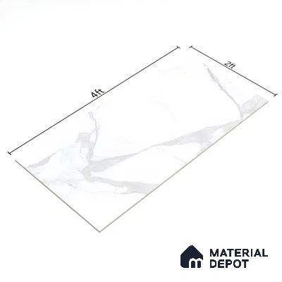 Marble Floor & Wall Tile TL 05521 Prestige Imperial Statuario Merida 2 ft x 4 ft Vitrified Matte Finish - 9 mm | 3 Random Design | Suitable for Living Room, Bedroom, Bathroom (Sample)