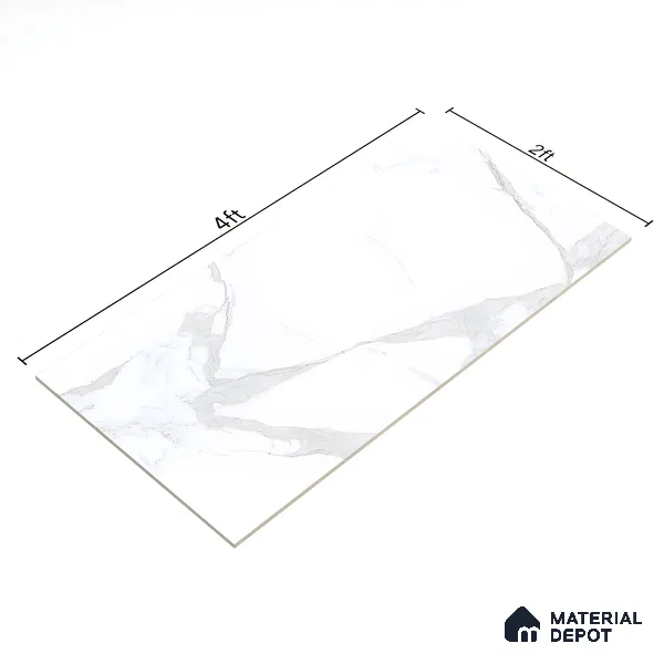 Marble Floor & Wall Tile TL 05521 Prestige Imperial Statuario Merida 2 ft x 4 ft Vitrified Matte Finish - 9 mm | 3 Random Design | Suitable for Living Room, Bedroom, Bathroom (Sample)