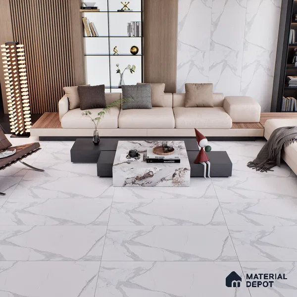 Marble Floor & Wall Tile TL 05521 Prestige Imperial Statuario Merida 2 ft x 4 ft Vitrified Matte Finish - 9 mm | 3 Random Design | Suitable for Living Room, Bedroom, Bathroom (Sample)