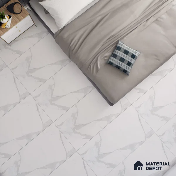 Marble Floor & Wall Tile TL 05521 Prestige Imperial Statuario Merida 2 ft x 4 ft Vitrified Matte Finish - 9 mm | 3 Random Design | Suitable for Living Room, Bedroom, Bathroom (Sample)