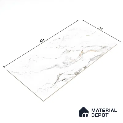 Marble Floor & Wall Tile TL 05512 Prestige Majestic Statuario 2 ft x 4 ft Vitrified Matte Finish - 9 mm | 5 Random Design | Suitable for Living Room, Bedroom, Bathroom (Sample)
