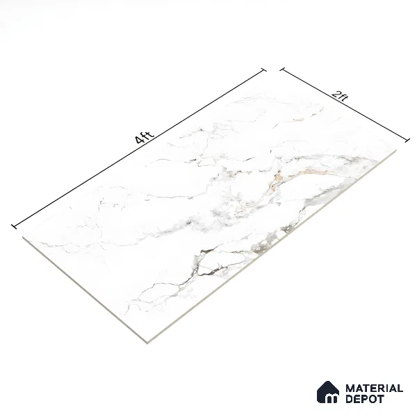 Marble Floor & Wall Tile TL 05512 Prestige Majestic Statuario 2 ft x 4 ft Vitrified Matte Finish - 9 mm | 5 Random Design | Suitable for Living Room, Bedroom, Bathroom (Sample)