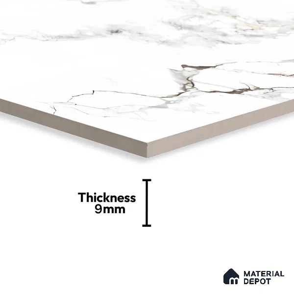 Marble Floor & Wall Tile TL 05512 Prestige Majestic Statuario 2 ft x 4 ft Vitrified Matte Finish - 9 mm | 5 Random Design | Suitable for Living Room, Bedroom, Bathroom (Sample)