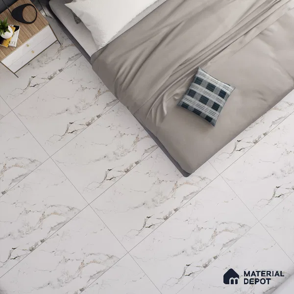 Marble Floor & Wall Tile TL 05512 Prestige Majestic Statuario 2 ft x 4 ft Vitrified Matte Finish - 9 mm | 5 Random Design | Suitable for Living Room, Bedroom, Bathroom (Sample)