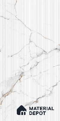 Marble Wall Tile TL 05518 B Prestige Regal Liner Statuario Decor 2 ft x 4 ft Vitrified Punch Carving Matte Finish - 9 mm | 3 Random Design | Suitable for Living Room, Bedroom, Bathroom (Sample)