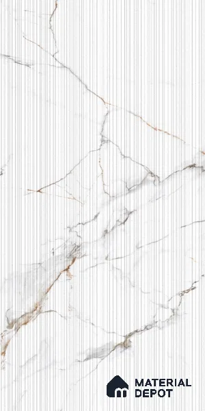 Marble Wall Tile TL 05518 B Prestige Regal Liner Statuario Decor 2 ft x 4 ft Vitrified Punch Carving Matte Finish - 9 mm | 3 Random Design | Suitable for Living Room, Bedroom, Bathroom (Sample)