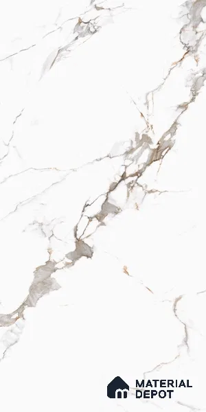 Marble Floor & Wall Tile TL 05518 Prestige Regal Statuario 2 ft x 4 ft Vitrified Carving Matte Finish - 9 mm | 3 Random Design | Suitable for Living Room, Bedroom, Bathroom (Sample)