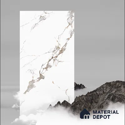 Marble Floor & Wall Tile TL 05518 Prestige Regal Statuario 2 ft x 4 ft Vitrified Carving Matte Finish - 9 mm | 3 Random Design | Suitable for Living Room, Bedroom, Bathroom (Sample)