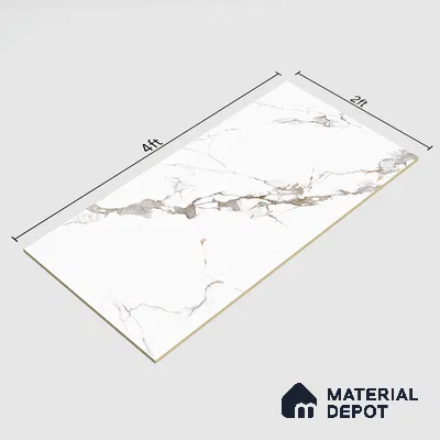 Marble Floor & Wall Tile TL 05518 Prestige Regal Statuario 2 ft x 4 ft Vitrified Carving Matte Finish - 9 mm | 3 Random Design | Suitable for Living Room, Bedroom, Bathroom (Sample)