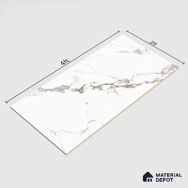 Marble Floor & Wall Tile TL 05518 Prestige Regal Statuario 2 ft x 4 ft Vitrified Carving Matte Finish - 9 mm | 3 Random Design | Suitable for Living Room, Bedroom, Bathroom (Sample)