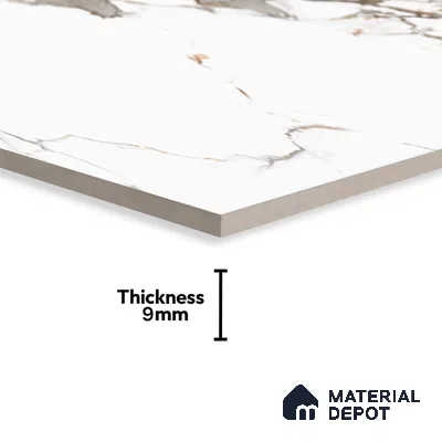 Marble Floor & Wall Tile TL 05518 Prestige Regal Statuario 2 ft x 4 ft Vitrified Carving Matte Finish - 9 mm | 3 Random Design | Suitable for Living Room, Bedroom, Bathroom (Sample)